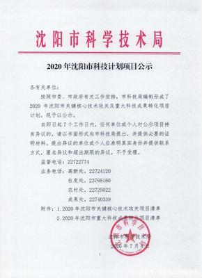 2020年沈阳市科技计划项目公示 聚焦沈阳启业创业服务中心的科技项目代理服务